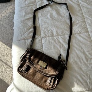 GUESS brown crossbody bag w flowers inside